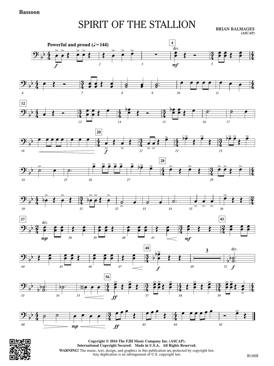 Spirit of the Stallion: Bassoon Bassoon scores gallery preview page 1