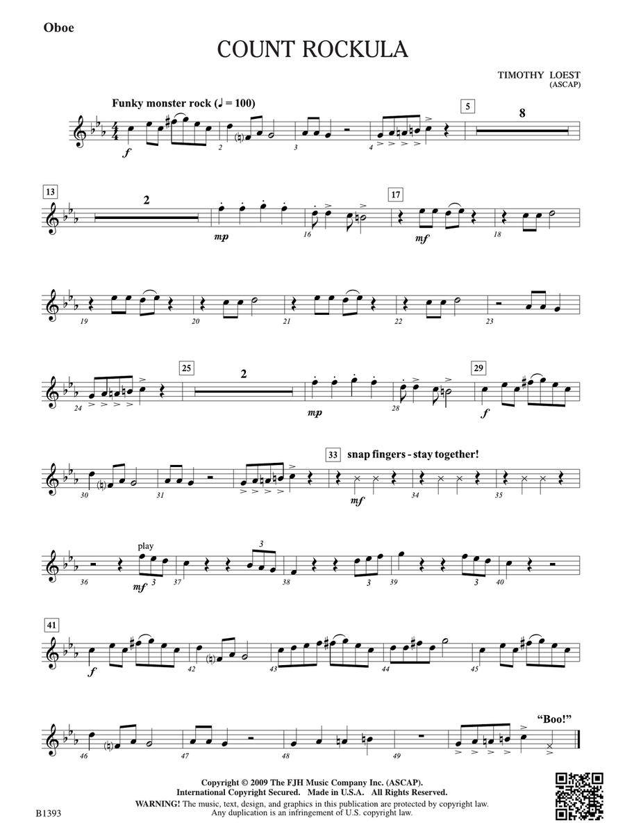 Count Rockula: Oboe Count Rockula: Oboe Oboe scores gallery preview page 1