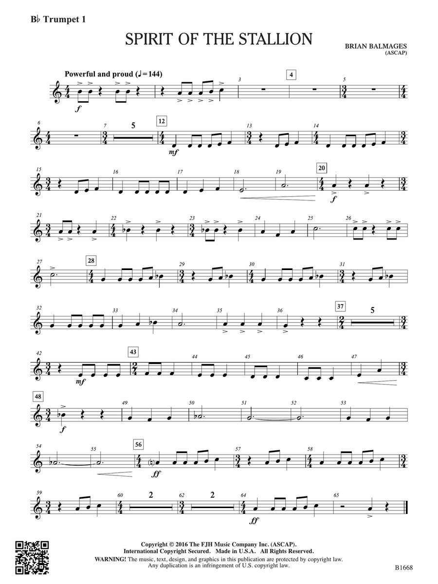 Spirit of the Stallion: B-flat Trumpet 1 B-Flat Trumpet scores gallery preview page 1