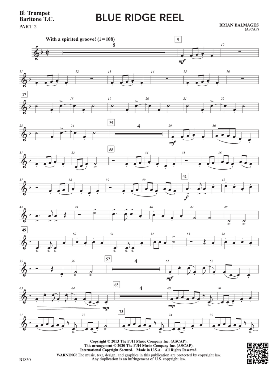 Blue Ridge Reel: Part 2 Trumpet / Baritone T.C. String Orchestra scores gallery preview page 1