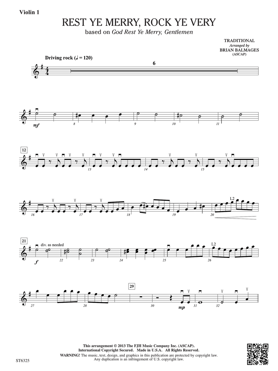 Rest Ye Merry, Rock Ye Very: Violin 1 Violin scores gallery preview page 1