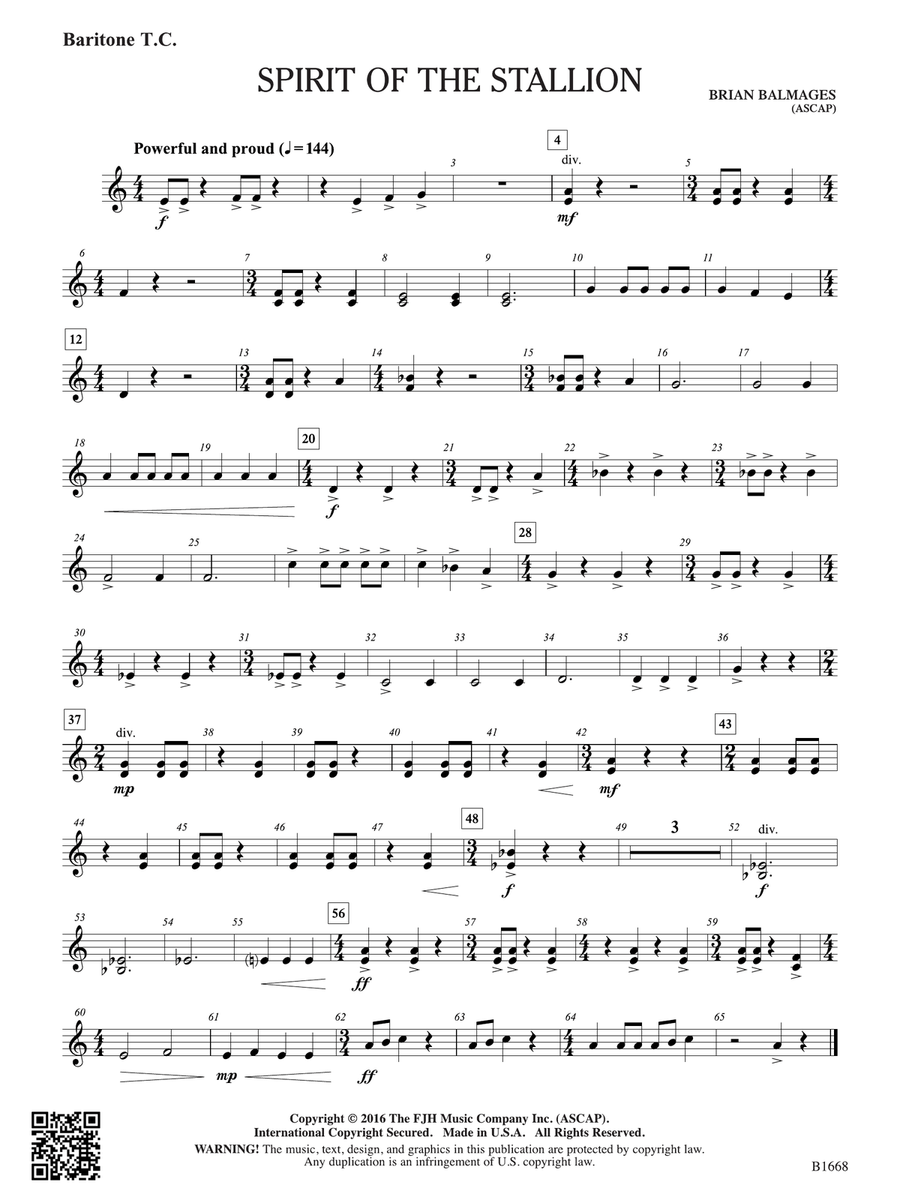 Spirit of the Stallion: Baritone T.C. Baritone Horn TC scores gallery preview page 1