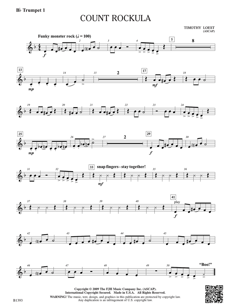 Count Rockula: B-flat Trumpet 1 B-Flat Trumpet scores gallery preview page 1