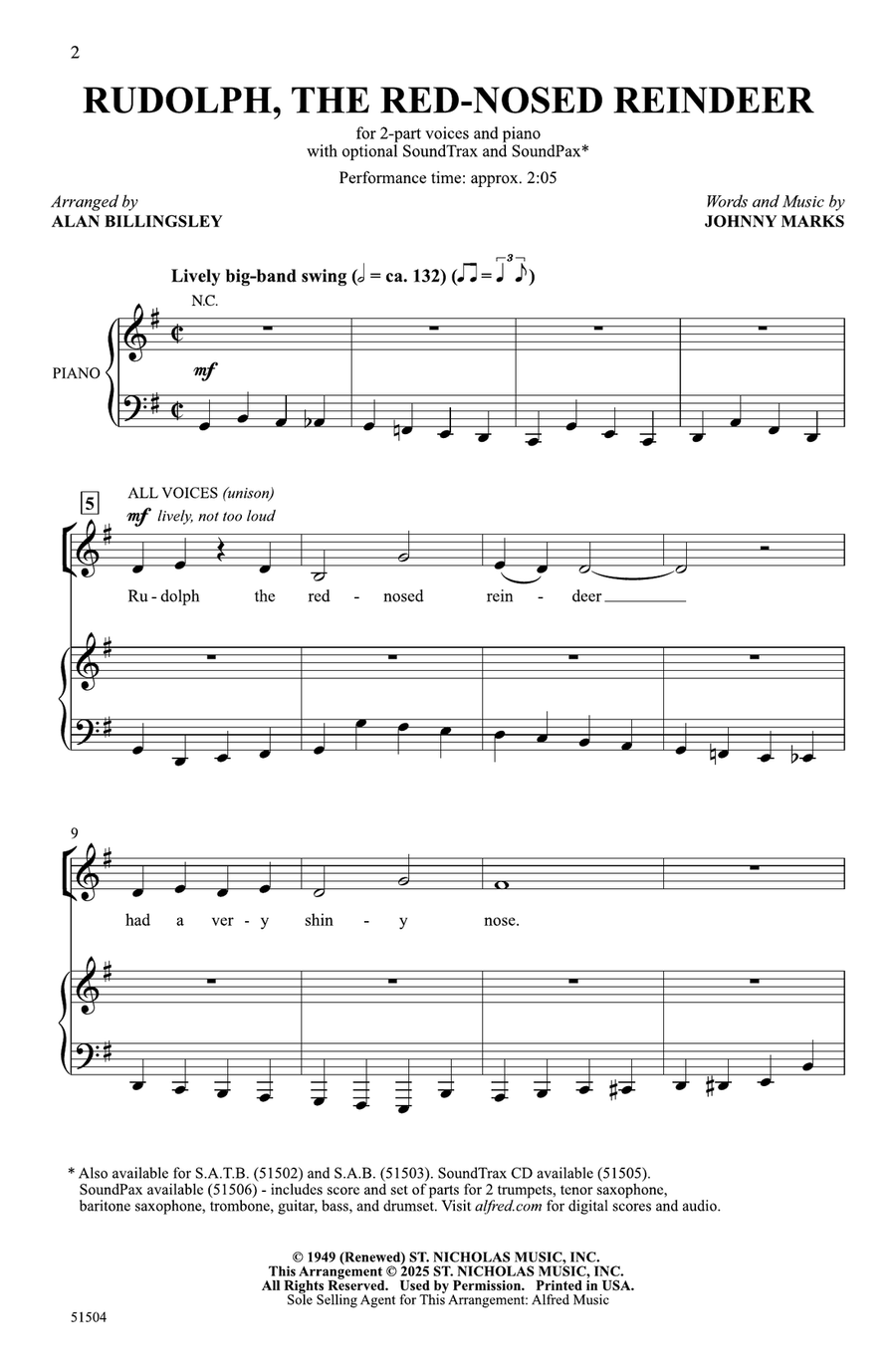 Rudolph, the Red-Nosed Reindeer Choir scores gallery preview page 1