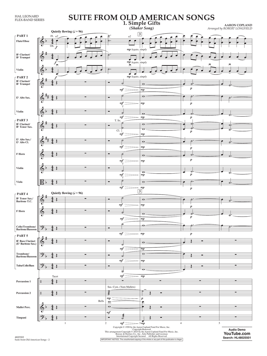 Suite from Old American Songs - Conductor Score (Full Score) Concert Band scores gallery preview page 2