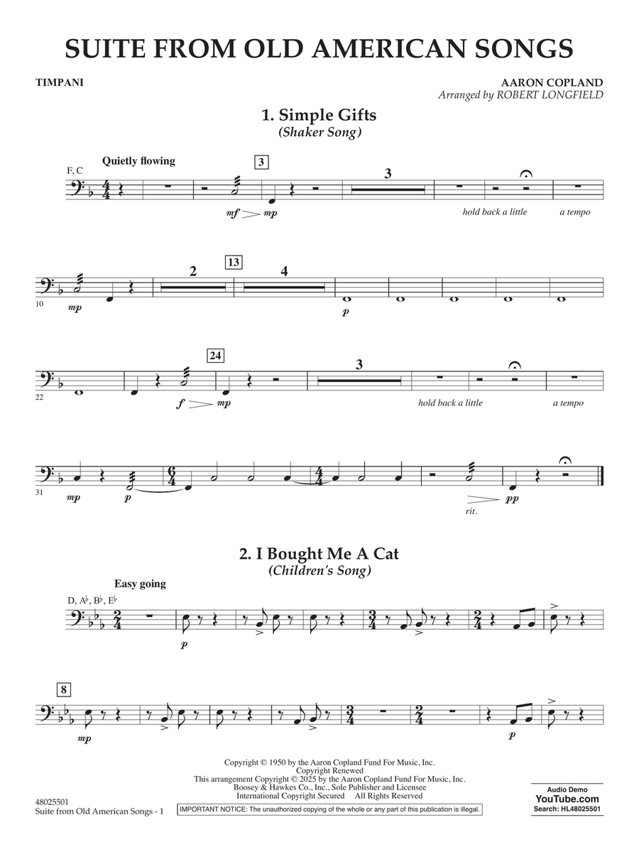 Suite from Old American Songs - Timpani Concert Band scores gallery preview page 1