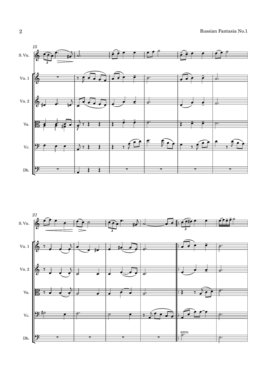 Portnoff Fantasia No. 1 for Violin and String Orchestra String Orchestra scores gallery preview page 3