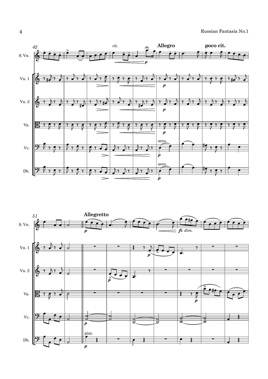 Portnoff Fantasia No. 1 for Violin and String Orchestra String Orchestra scores gallery preview page 5