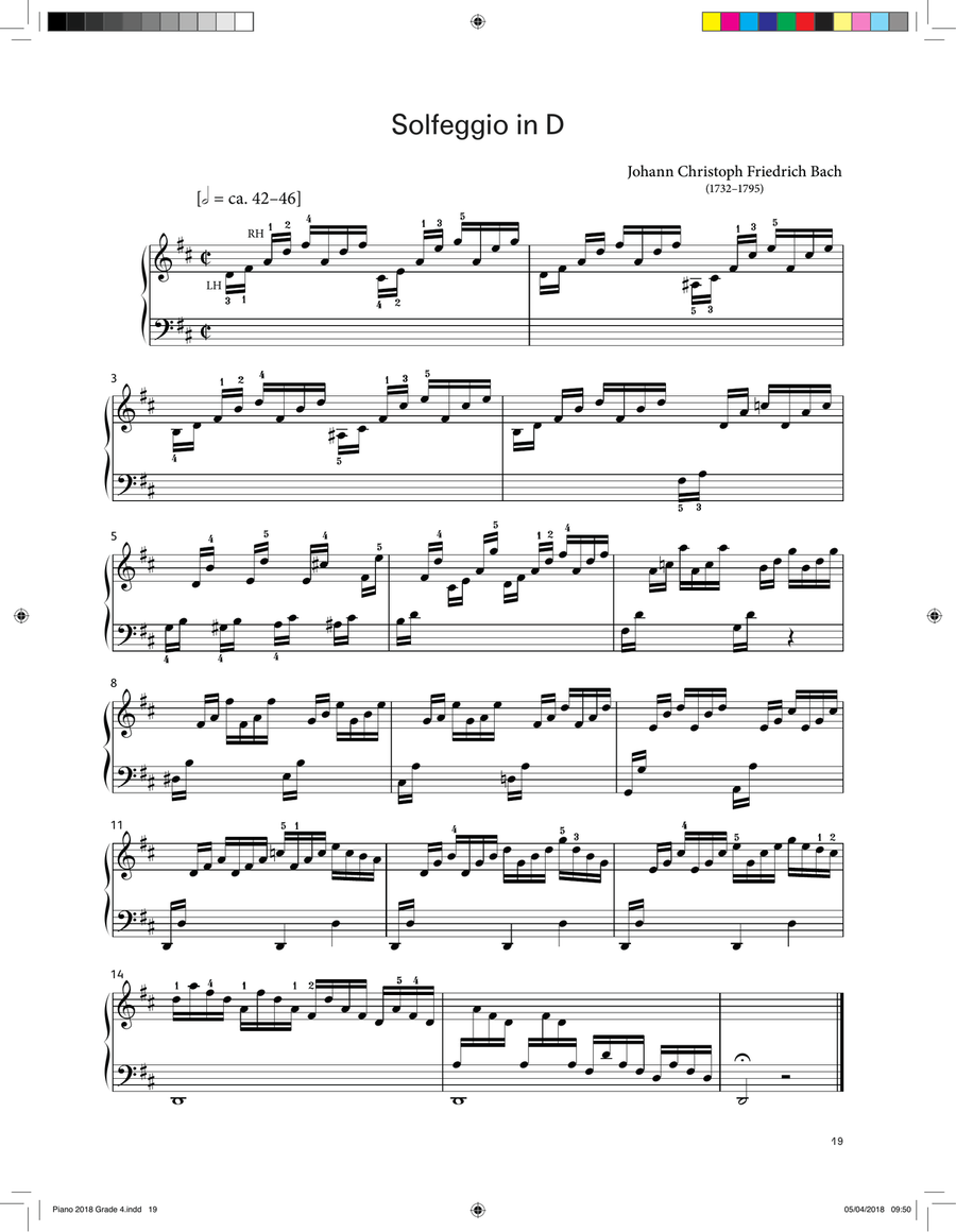 Solfeggio in D (LCME Piano 2018 Grade 4 List A) Piano Solo scores gallery preview page 1