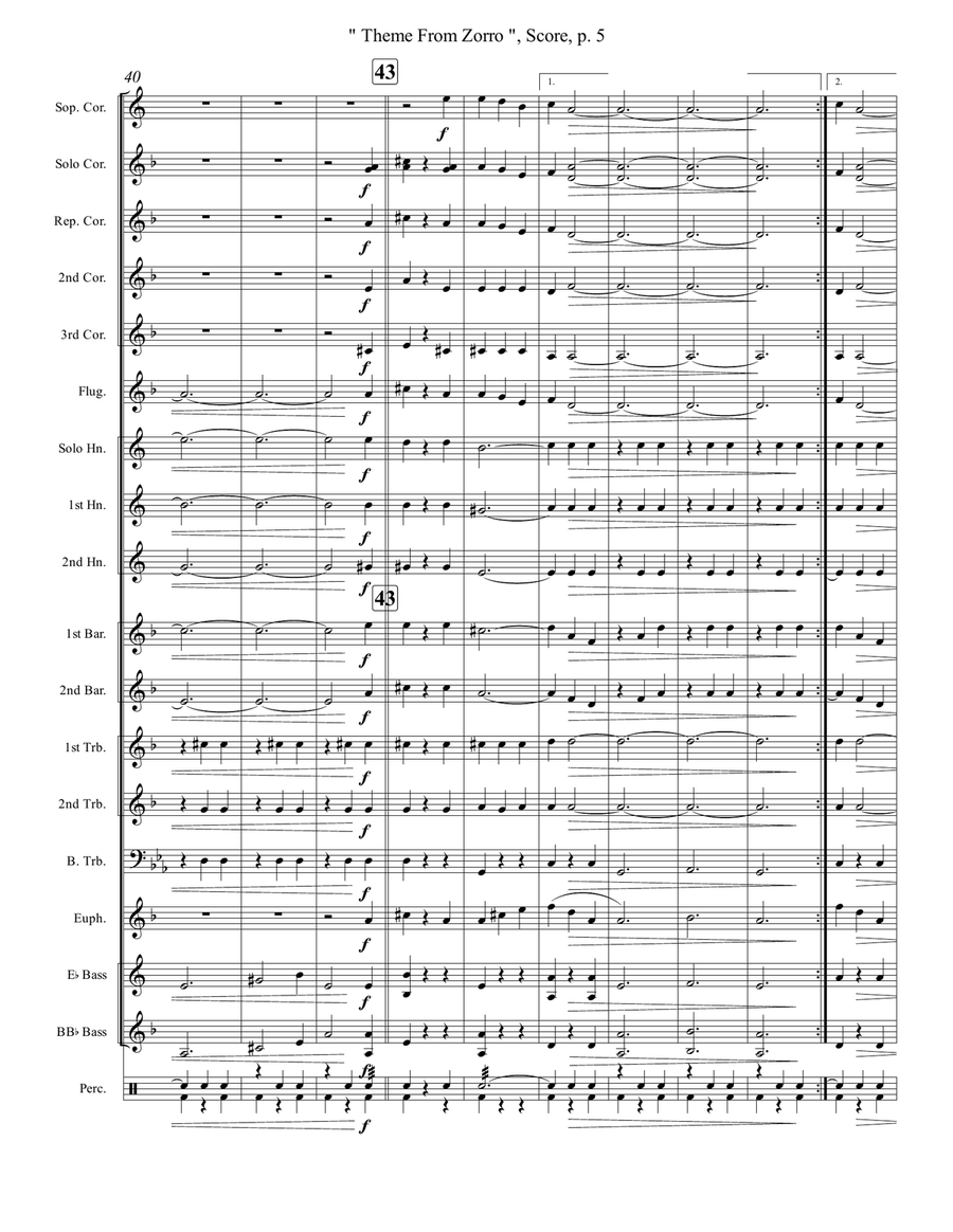 Theme From Zorro Brass Band scores gallery preview page 5