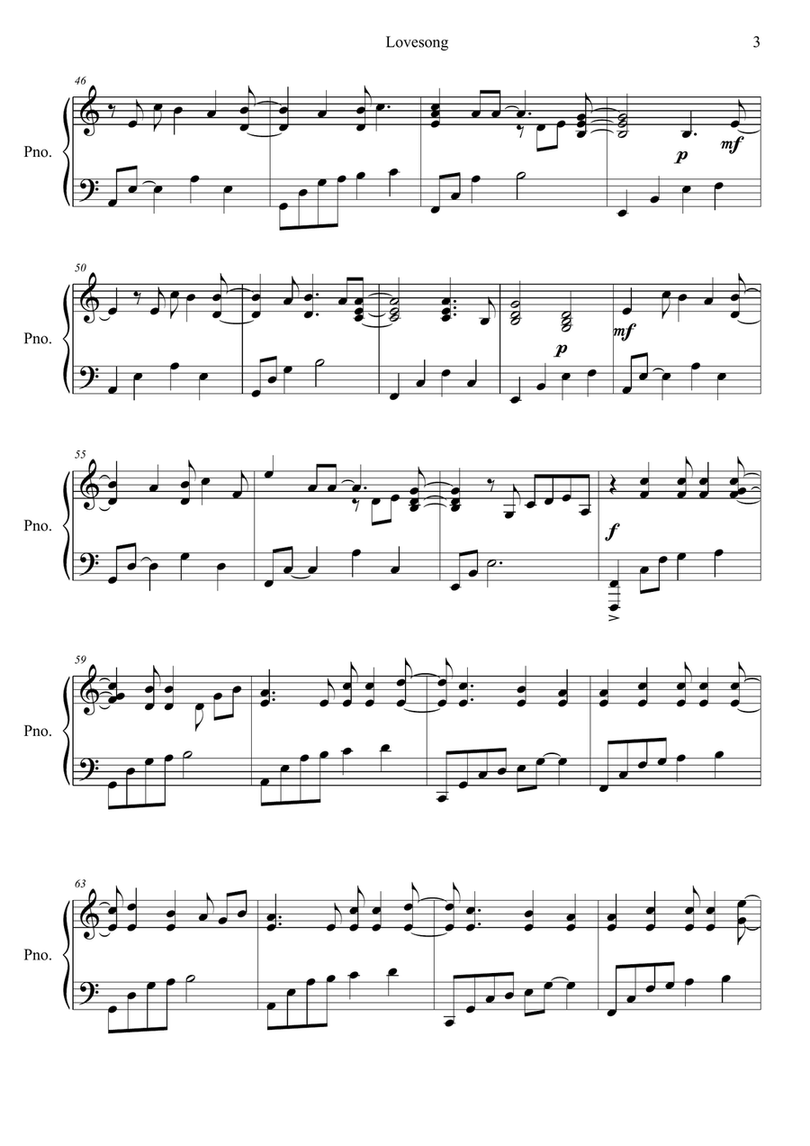 Lovesong Lovesong Piano Solo scores gallery preview page 3