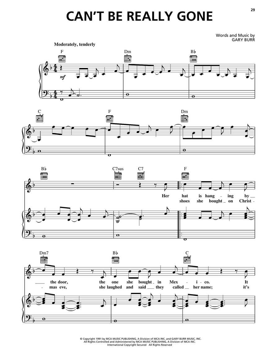 Can't Be Really Gone Can't Be Really Gone Piano, Vocal, Guitar scores gallery preview page 1