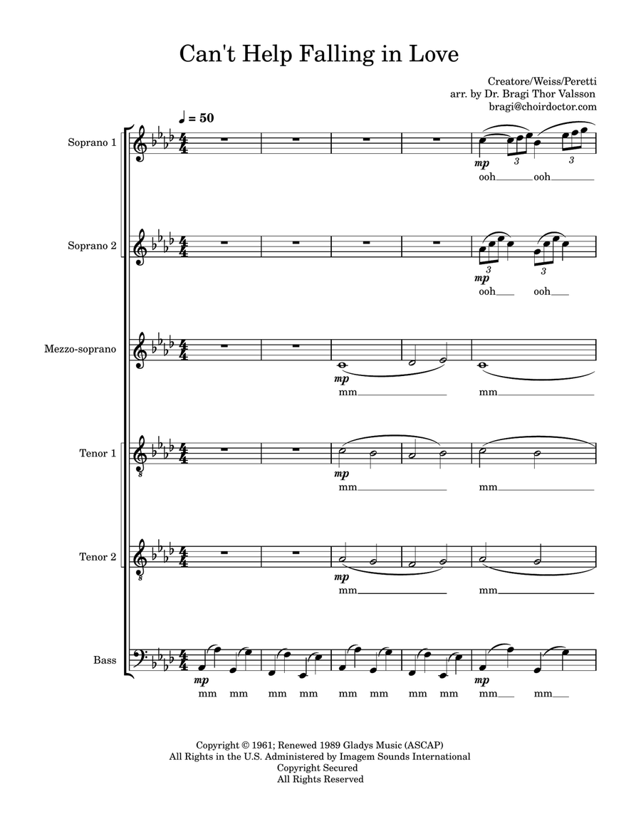 Can't Help Falling In Love Divisi scores gallery preview page 1