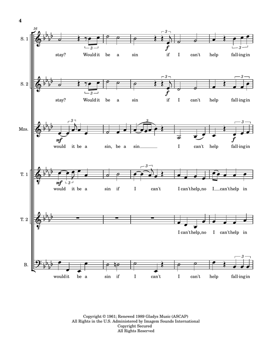 Can't Help Falling In Love Divisi scores gallery preview page 4