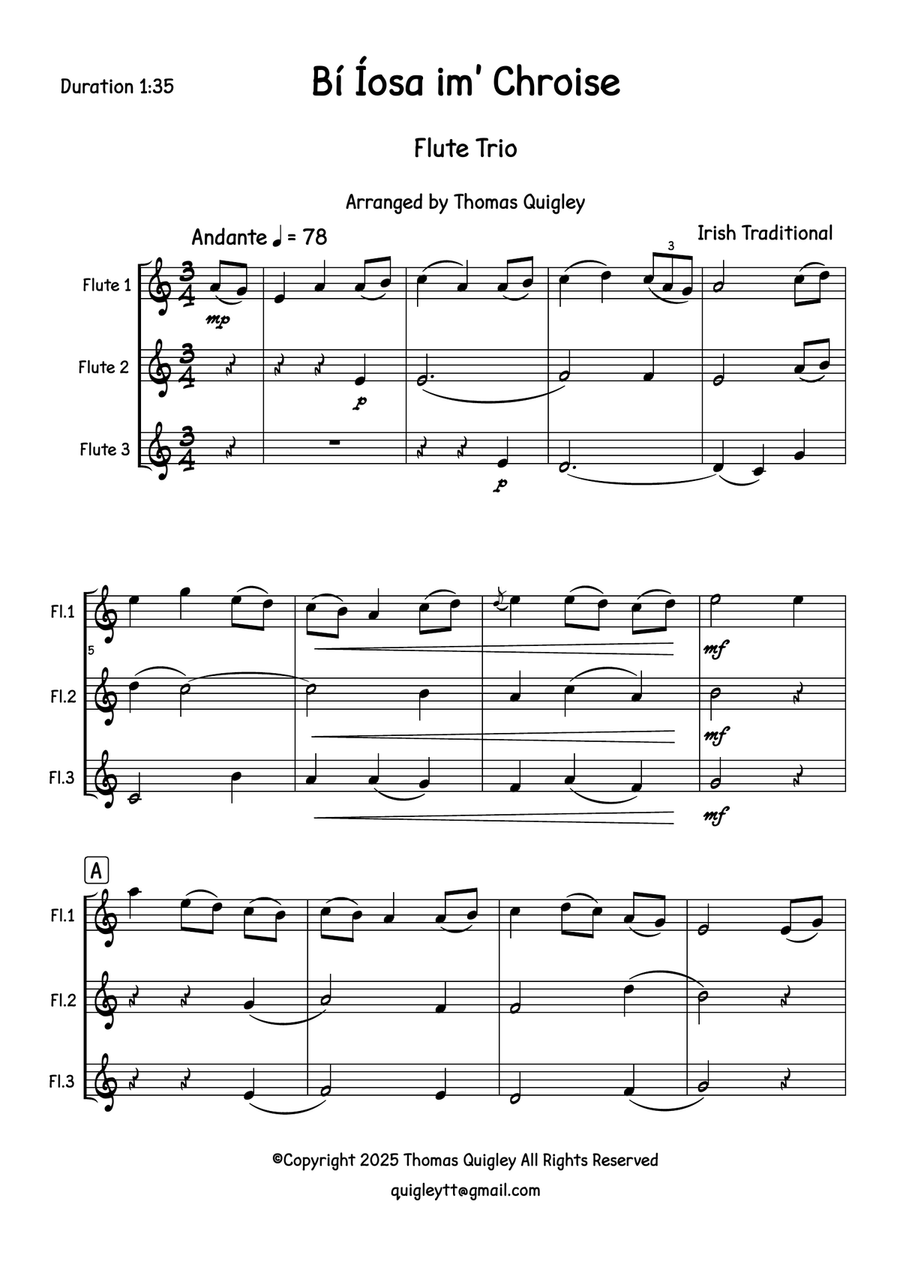 Bí Íosa im' Chroise Bí Íosa im' Chroise Flute Trio scores gallery preview page 2