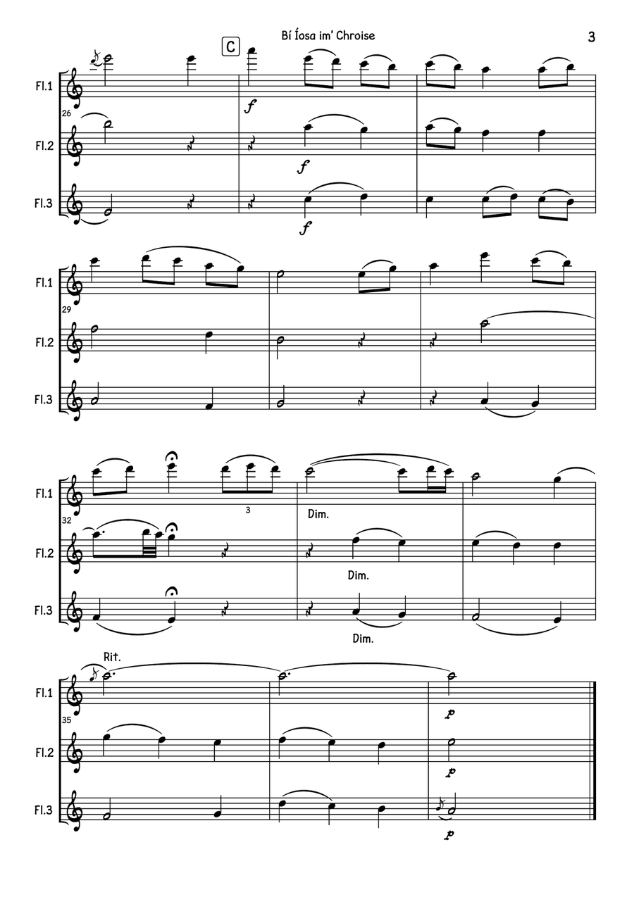 Bí Íosa im' Chroise Bí Íosa im' Chroise Flute Trio scores gallery preview page 4