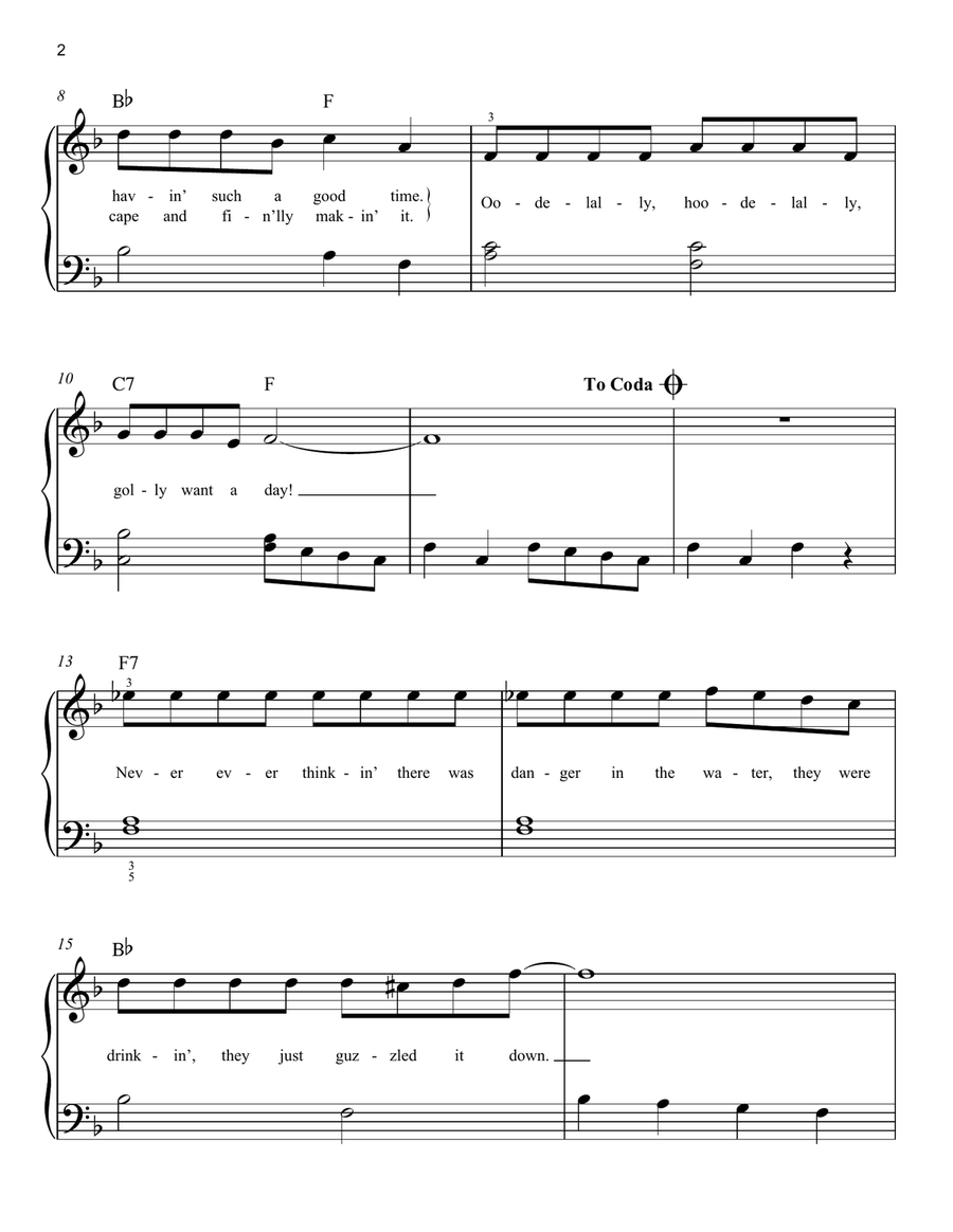 Oo-De-Lally (from Robin Hood) Easy Piano scores gallery preview page 2