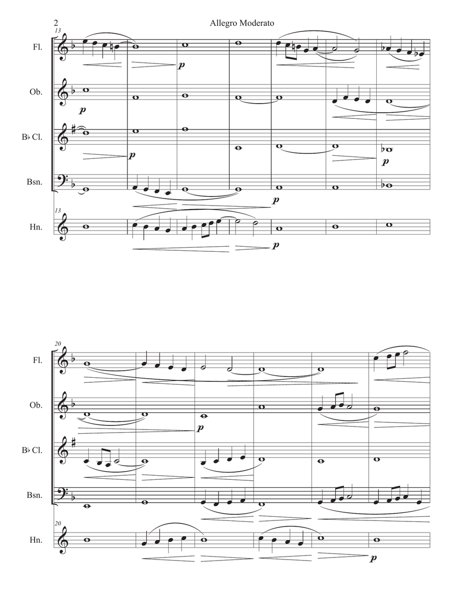 Allegro Moderato for Woodwind Quintet Woodwind Quintet scores gallery preview page 4