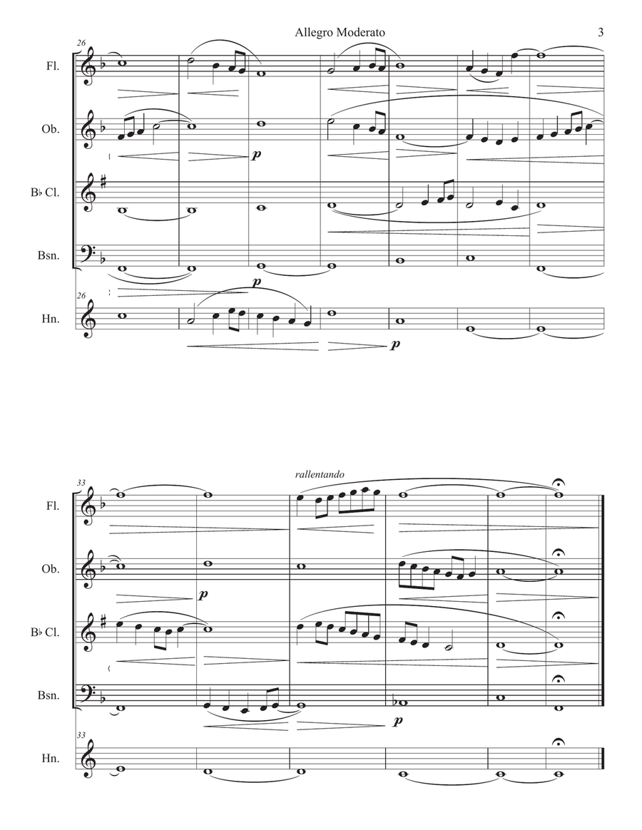 Allegro Moderato for Woodwind Quintet Woodwind Quintet scores gallery preview page 5