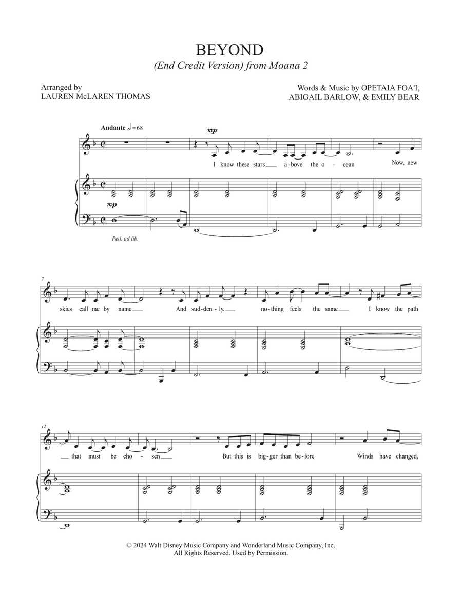 Beyond (End Credit Version) Piano, Vocal scores gallery preview page 1