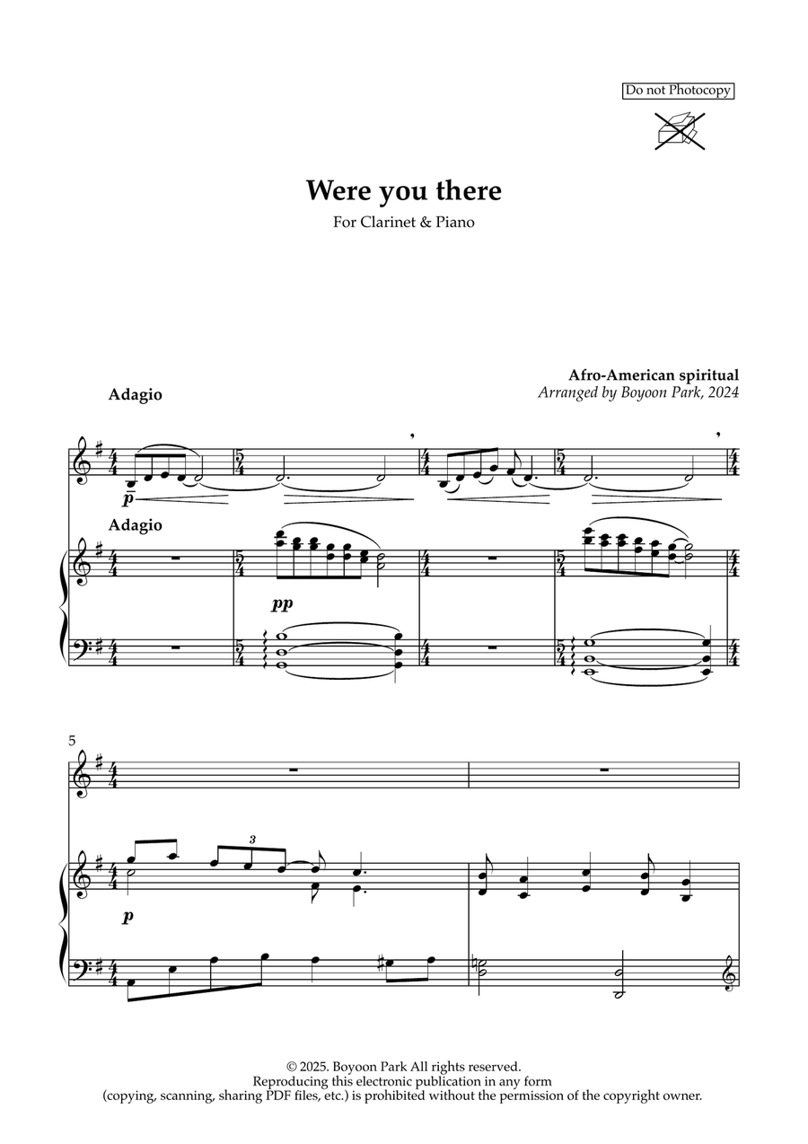 Were you there? (Clarinet & Piano) B-Flat Clarinet scores gallery preview page 2
