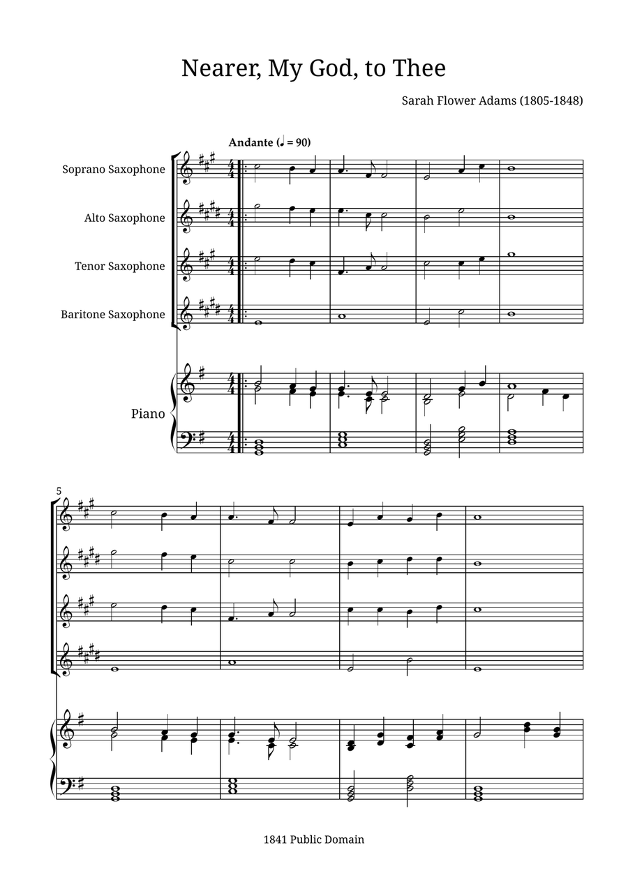 Nearer, My God, to Thee Nearer, My God, to Thee Small Ensemble scores gallery preview page 1