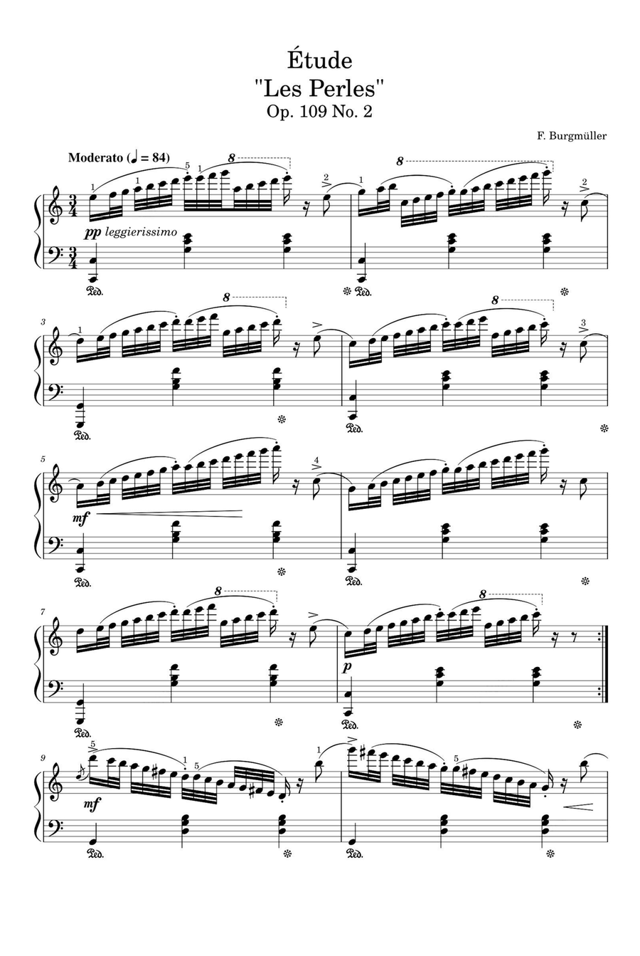 Étude Op. 109 No. 2 Les Perles - Friedrich Burgmüller Piano Solo scores gallery preview page 1