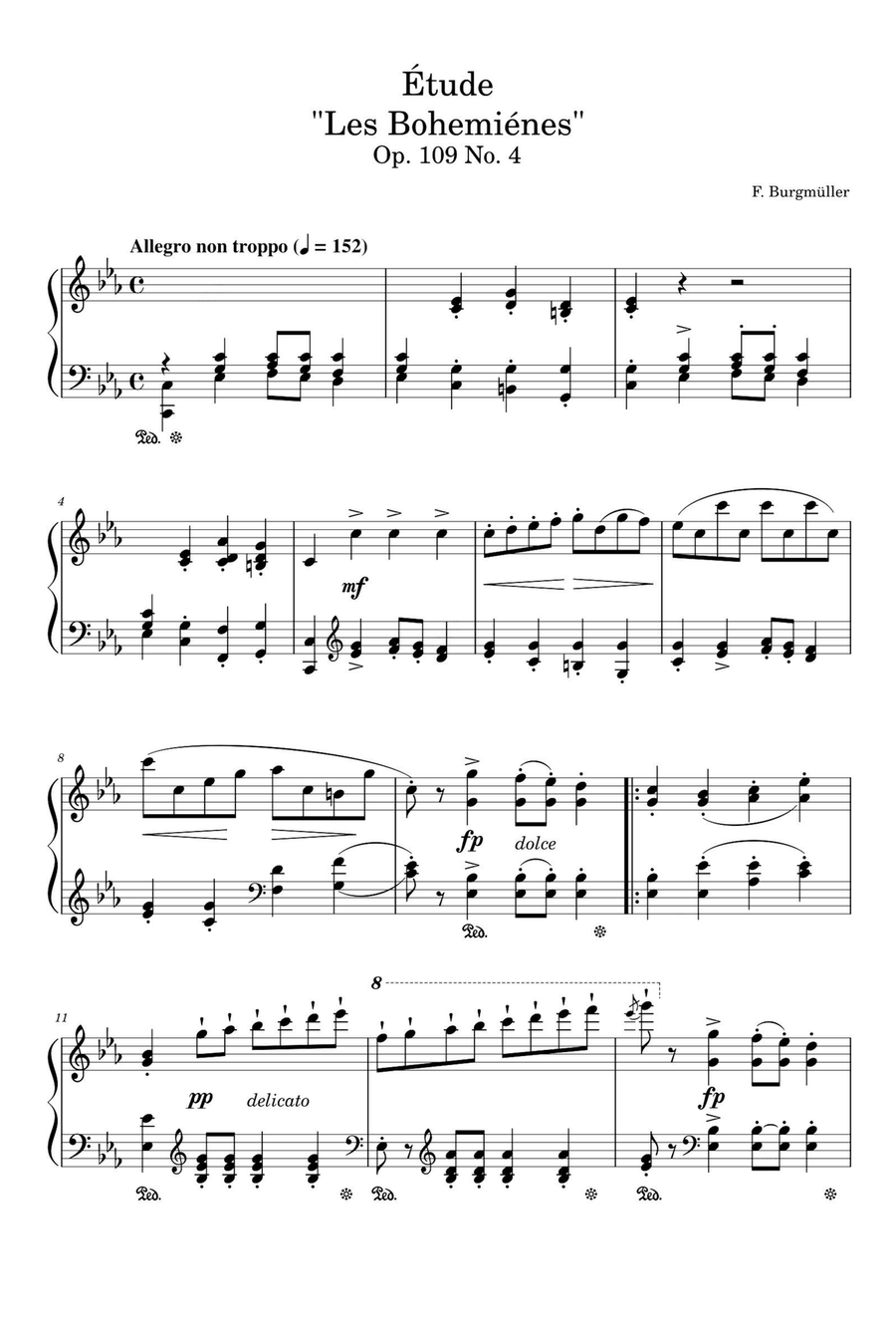 Étude Op. 109 No. 4 Les Bohemiénes - Friedrich Burgmüller Piano Solo scores gallery preview page 1