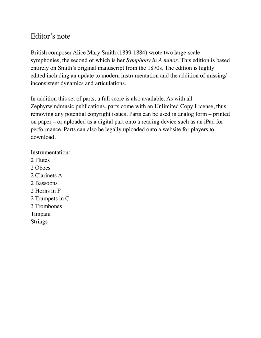 Symphony No. 2 in A minor Complete Set of Parts Full Orchestra scores gallery preview page 3