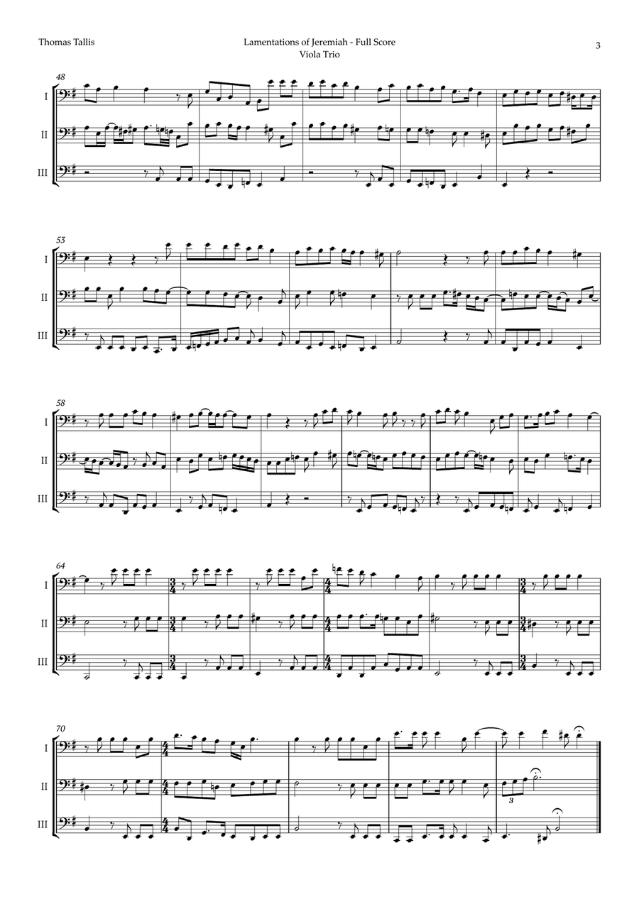 Lamentations of Jeremiah by Thomas Tallis for Violoncello Trio String Trio scores gallery preview page 3