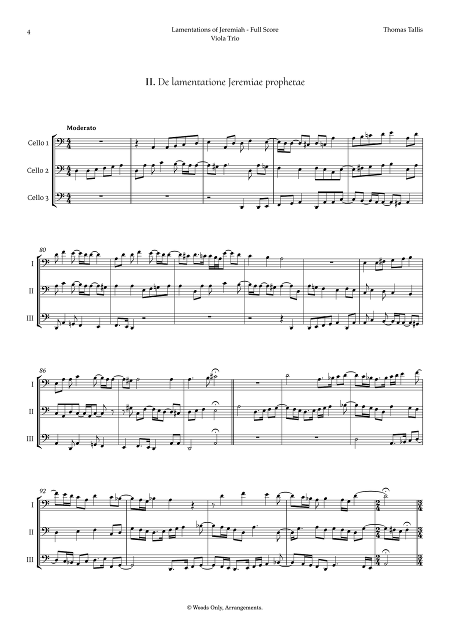 Lamentations of Jeremiah by Thomas Tallis for Violoncello Trio String Trio scores gallery preview page 4