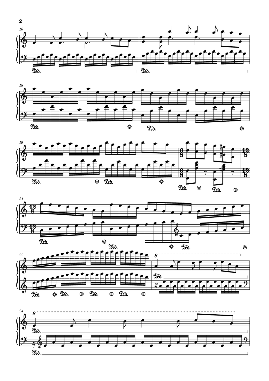 Original piano composition -Tower in the Center of the Stars- Piano Solo scores gallery preview page 2