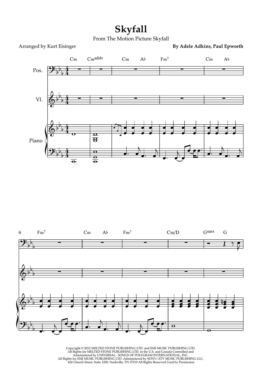 Skyfall Skyfall Trombone scores gallery preview page 1