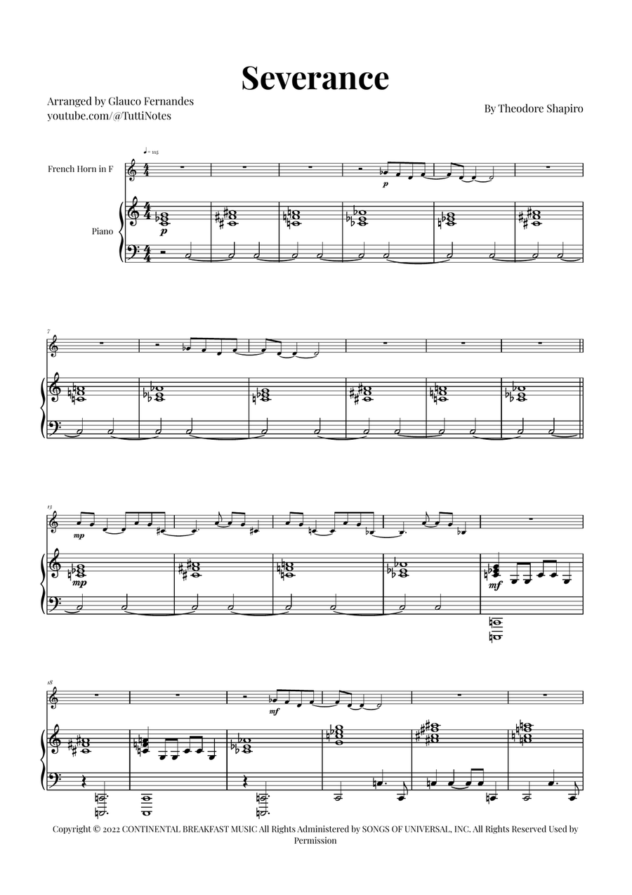 Severance - Main Title Theme Piano scores gallery preview page 1