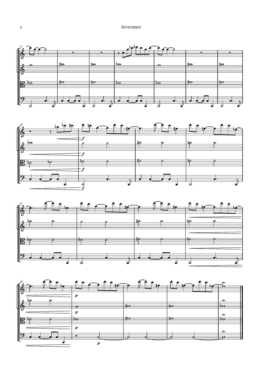 Severance - Main Title Theme String Quartet scores gallery preview page 2