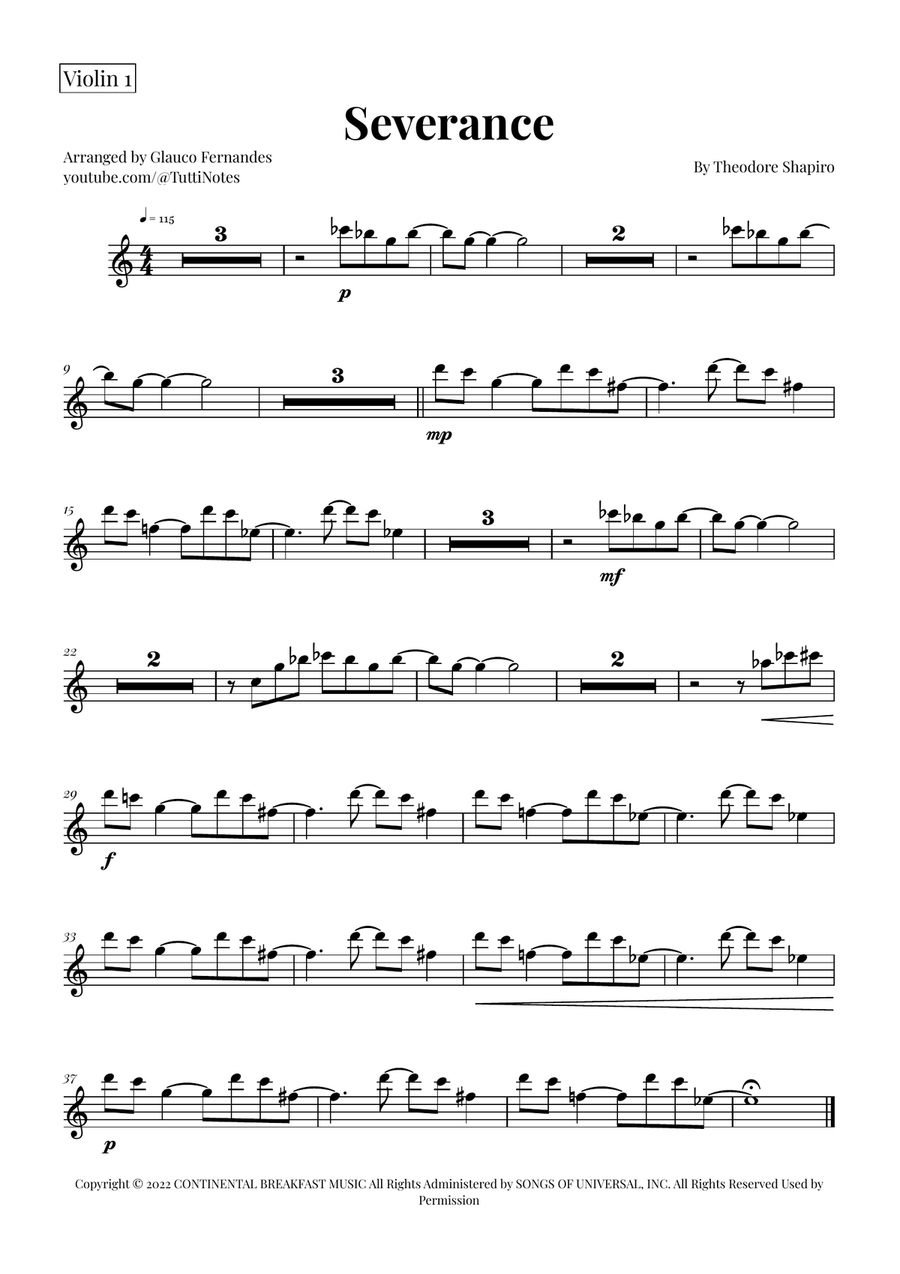 Severance - Main Title Theme String Quartet scores gallery preview page 3
