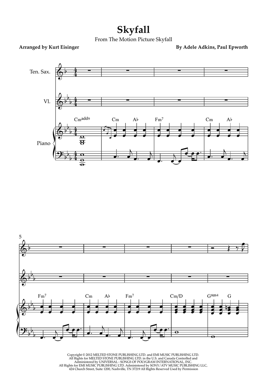 Skyfall Skyfall Tenor Saxophone scores gallery preview page 1