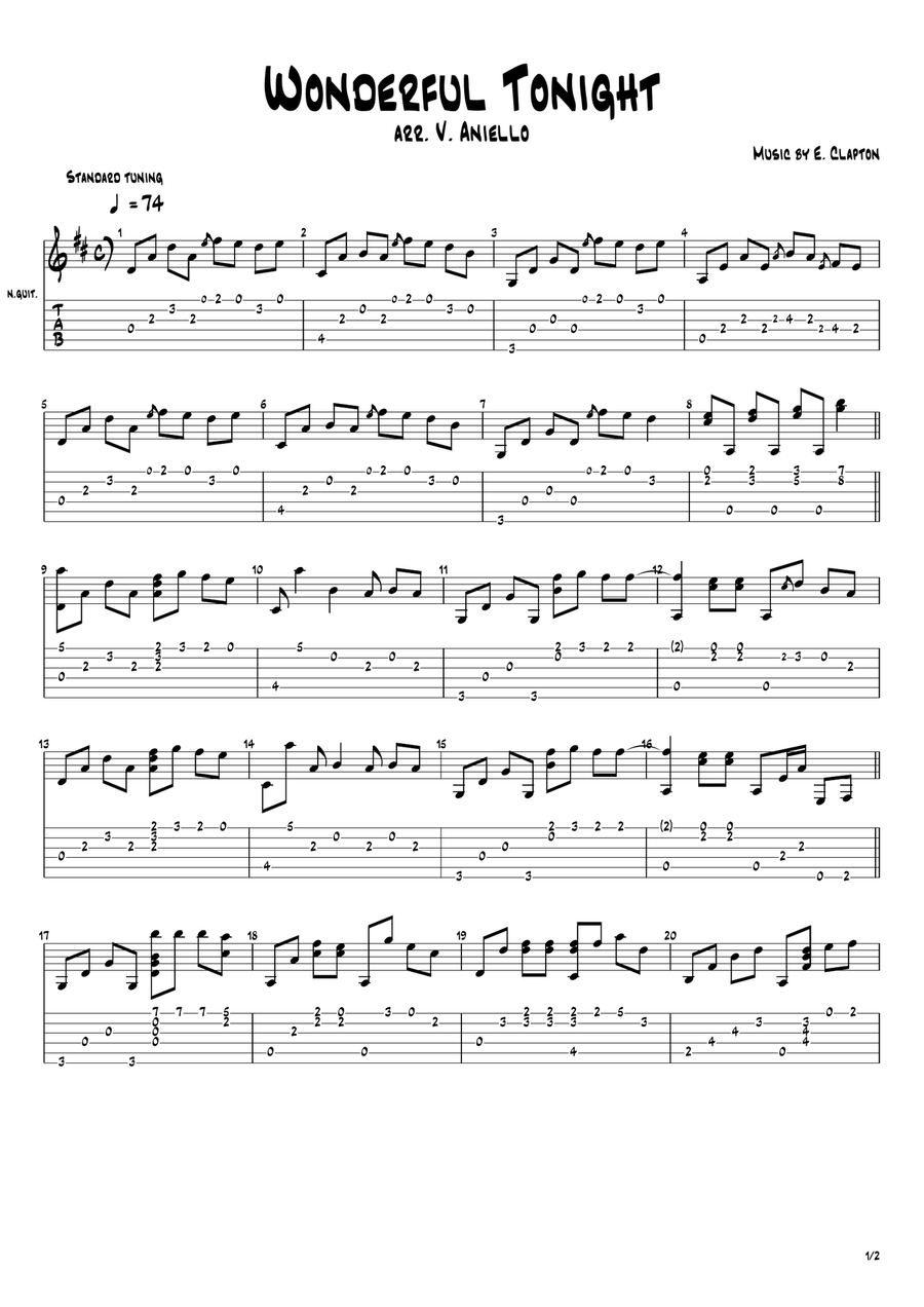 Wonderful Tonight Acoustic Guitar scores gallery preview page 1