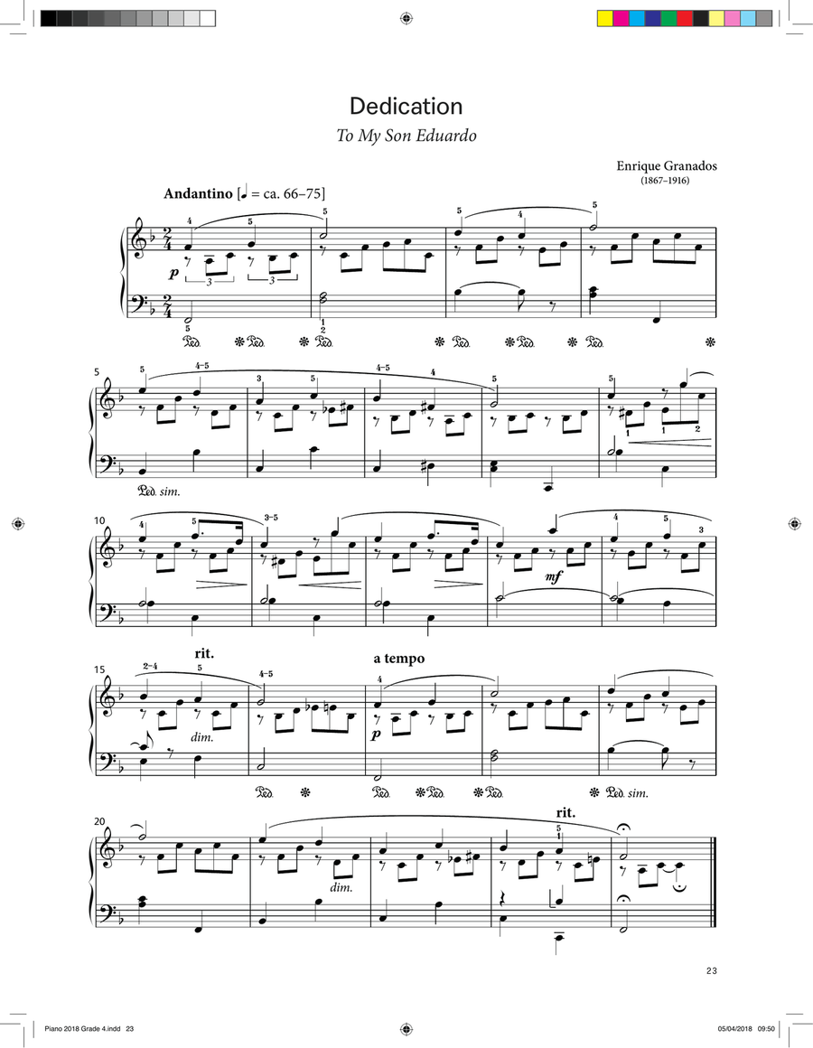 Dedication, Op. 1 No. 1 (LCME Piano 2018 Grade 4 List B) Piano Solo scores gallery preview page 1