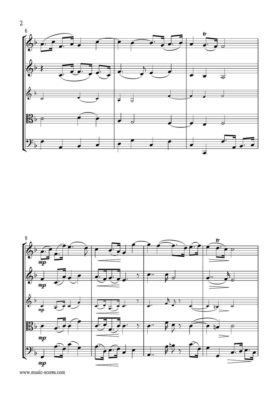 Handel: Air from the Water Music: String Quartet String Quartet scores gallery preview page 2