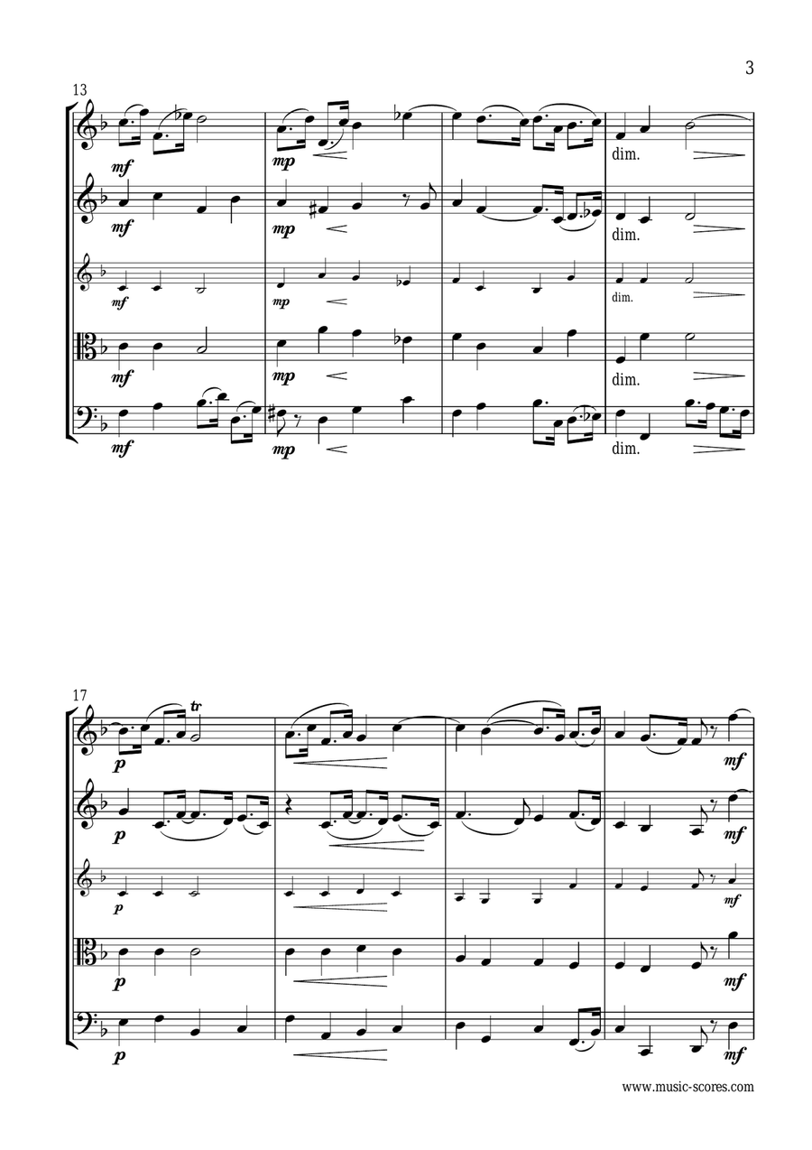 Handel: Air from the Water Music: String Quartet String Quartet scores gallery preview page 3