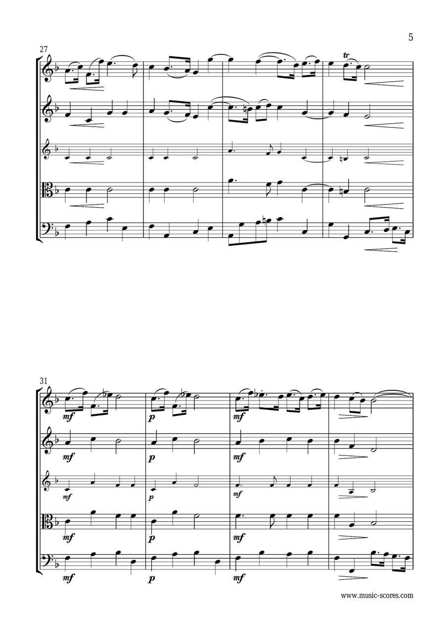 Handel: Air from the Water Music: String Quartet String Quartet scores gallery preview page 5