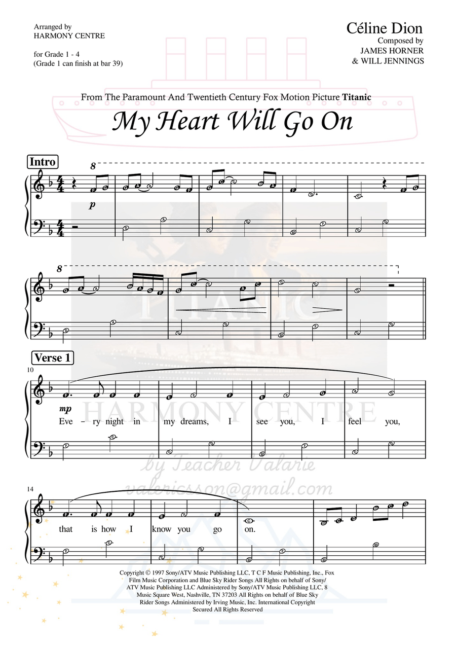 My Heart Will Go On (Love Theme From 'titanic') Easy Piano scores gallery preview page 1