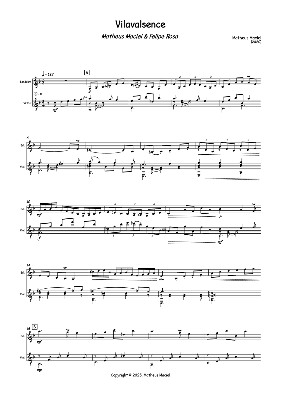 Vilavalsence - Mandolin and Classical Guitar Chamber Music scores gallery preview page 2