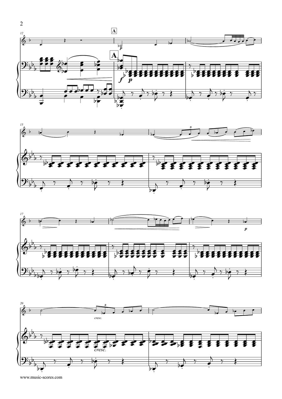 Hummel: Andante and Allegro Con Spirito in Bb, for BbTrumpet and Piano B-Flat Trumpet scores gallery preview page 2
