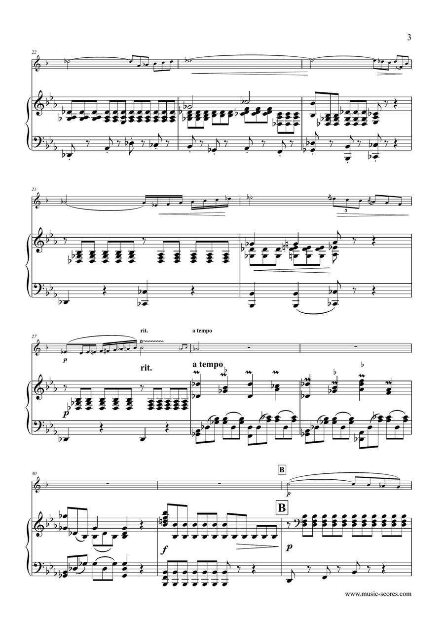 Hummel: Andante and Allegro Con Spirito in Bb, for BbTrumpet and Piano B-Flat Trumpet scores gallery preview page 3