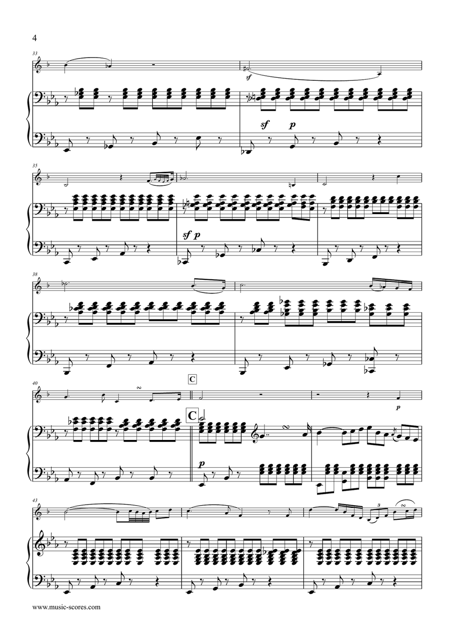 Hummel: Andante and Allegro Con Spirito in Bb, for BbTrumpet and Piano B-Flat Trumpet scores gallery preview page 4