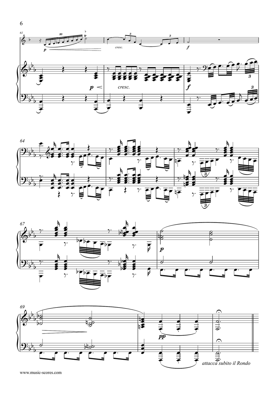 Hummel: Andante and Allegro Con Spirito in Bb, for BbTrumpet and Piano B-Flat Trumpet scores gallery preview page 6