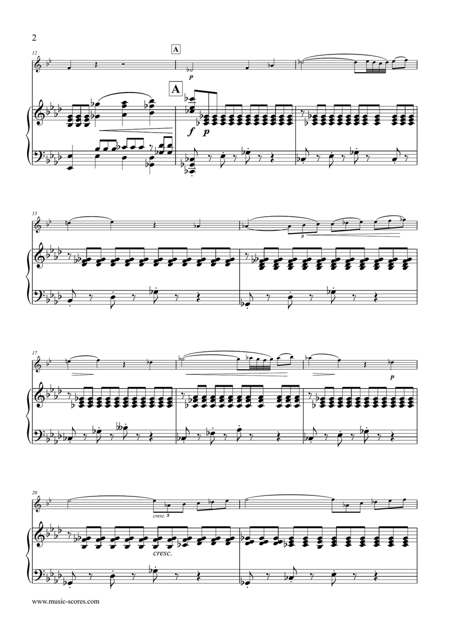 Hummel: Andante and Allegro Con Spirito in Eb, for BbTrumpet and Piano B-Flat Trumpet scores gallery preview page 2