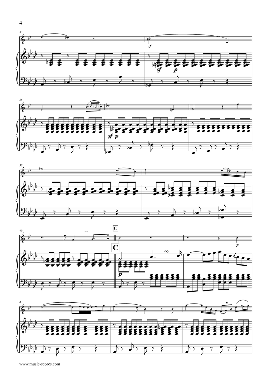 Hummel: Andante and Allegro Con Spirito in Eb, for BbTrumpet and Piano B-Flat Trumpet scores gallery preview page 4